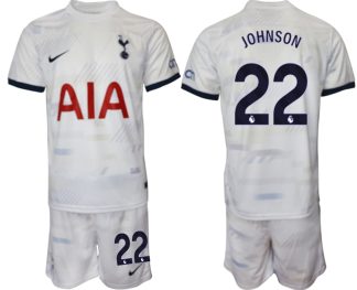 Moški Nogometni dresi kompleti Tottenham Hotspur Domači bela 2023 2024 tisk Brennan Johnson 22