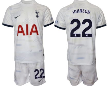 Moški Nogometni dresi kompleti Tottenham Hotspur Domači bela 2023 2024 tisk Brennan Johnson 22