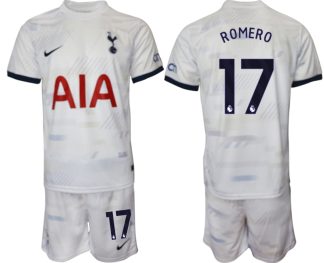 Moški Nogometni dresi kompleti Tottenham Hotspur Domači bela 2023 2024 tisk Cristian Romero 17