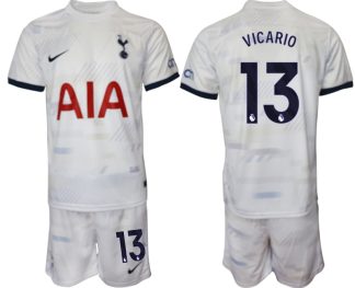 Moški Nogometni dresi kompleti Tottenham Hotspur Domači bela 2023 2024 tisk Guglielmo Vicario 13