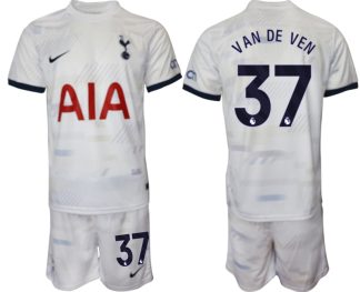 Moški Nogometni dresi kompleti Tottenham Hotspur Domači bela 2023 2024 tisk Micky van de Ven 37