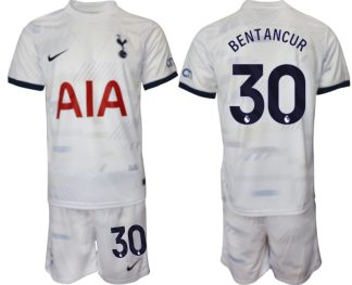 Moški Nogometni dresi kompleti Tottenham Hotspur Domači bela 2023 2024 tisk Rodrigo Bentancur 30