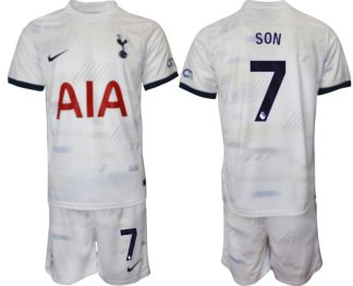 Moški Nogometni dresi kompleti Tottenham Hotspur Domači bela 2023 2024 tisk Son Heung-min 7
