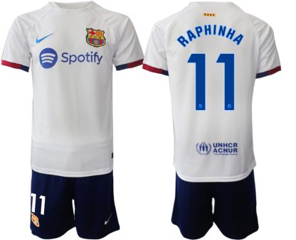 Poceni Moški Nogometni dresi kompleti Barcelona Gostujoči 2023-24 Raphinha 11