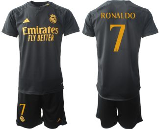 Poceni Moški Nogometni dresi kompleti Real Madrid Tretji 2023-24 Cristiano Ronaldo 7