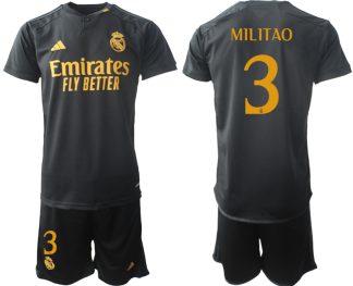 Poceni Moški Nogometni dresi kompleti Real Madrid Tretji 2023-24 Eder Militao 3