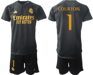 Poceni Moški Nogometni dresi kompleti Real Madrid Tretji 2023-24 Thibaut Courtois 1
