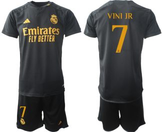 Poceni Moški Nogometni dresi kompleti Real Madrid Tretji 2023-24 Vinicius Junior 7