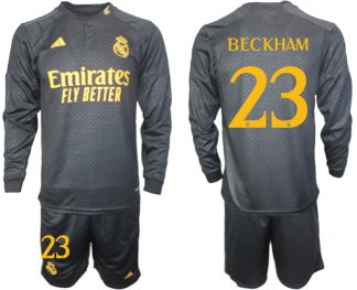 Poceni Moški Nogometni dresi Real Madrid Tretji Dolgi Rokav + Kratke hlače 2023 2024 David Beckham 23