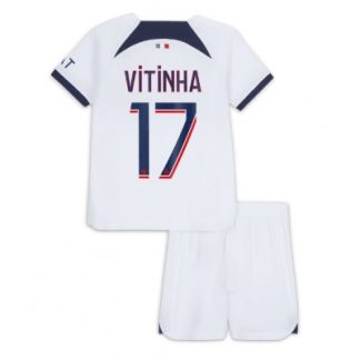 Poceni Otroški Nogometni dresi kompleti Paris Saint-Germain PSG Gostujoči 2023 2024 Vitinha Ferreira 17