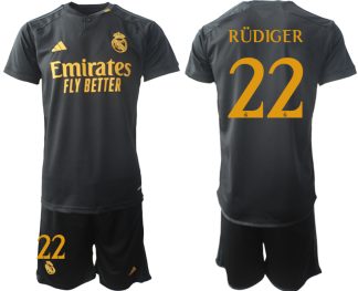 Prodajo Moški Nogometni dresi kompleti Real Madrid Tretji 2023 2024 Antonio Rudiger 22