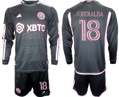 Poceni Moški Nogometni dresi Inter Miami CF Gostujoči Dolgi Rokav + Kratke hlače 2023 2024 Jordi Alba 18