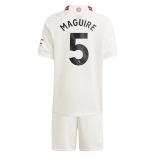 Poceni Otroški Nogometni dresi Manchester United Tretji 2023-24 bela Harry Maguire 5