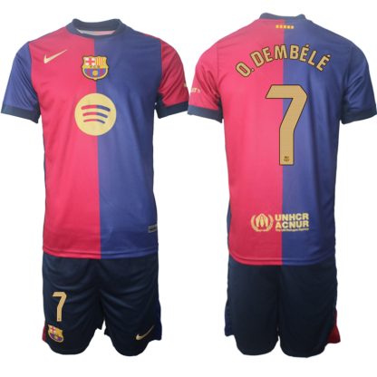 Novo Moški Nogometni dresi kompleti Barcelona Domači 2024-25 Ousmane Dembélé 7