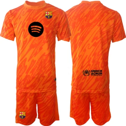 Novo Moški Nogometni Dresi Kompleti FC Barcelona Vratar 2024-25 oranžna prodajo