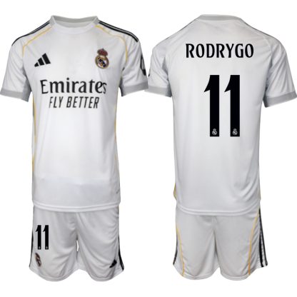 Rodrygo Goes 11 Moški Nogometni Dresi kompleti Real Madrid Domači 2025-26 Prodajo