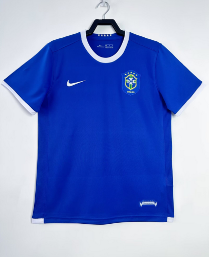Prodajo Retro Nogometni dresi Brazilija Gostujoči 2006 modra Kratek Rokav