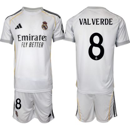 Poceni Nogometni Dresi kompleti Real Madrid Domači 2025-26 Moški Federico Valverde 8
