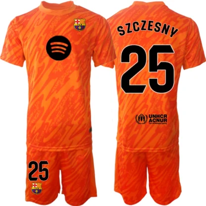 Poceni Otroški Nogometni Dresi Kompleti Barcelona Vratar 2024-25 oranžna SZCZESNY 25