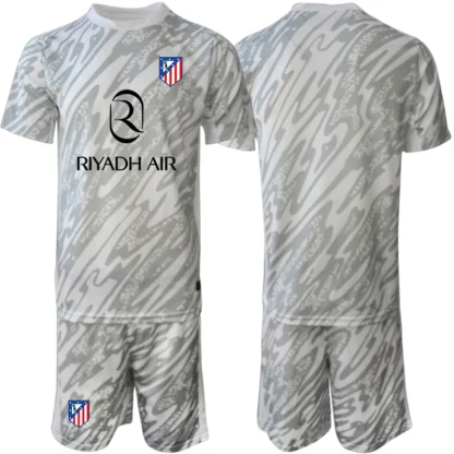 Otroški Nogometni Dresi Atletico Madrid Vratar 2024-25 siva dresi z imenom