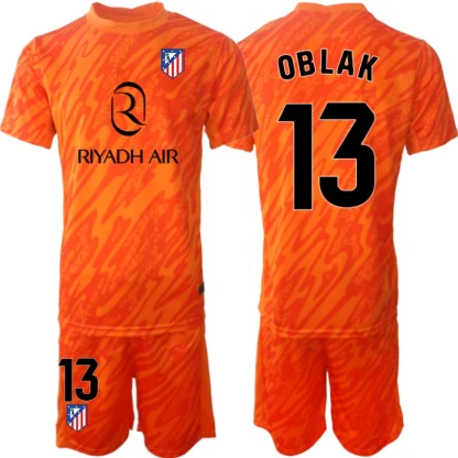 Otroški Nogometni Dresi Atletico Madrid Vratar 2024-25 dresi z imenom Jan Oblak 13