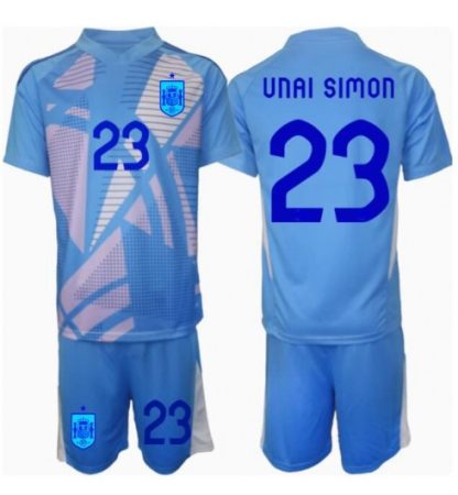 Poceni Nogometni dresi za otroke Španija Vratar Domači EP 2024 Unai Simon 23