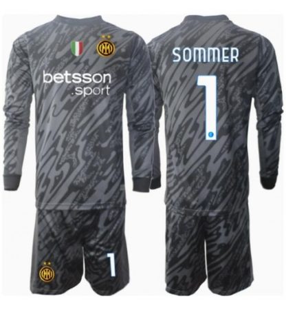 Novi Inter Milan Vratar Tretji 2024-25 Otroški Nogometni dresi kompleti Yann Sommer 1