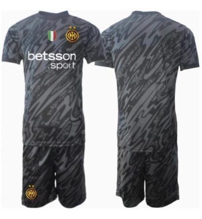 Kupiti Otrošk Nogometni dres Inter Milan Vratar Tretji 2024-25 črna z lastnim tiskom