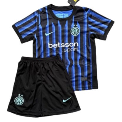 Poceni Otroški Nogometni dresi Inter Milan Domači 2025-26 Kratek Rokav + Kratke hlače