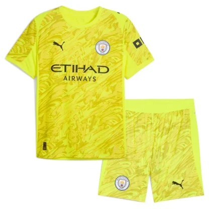 Poceni Otroški Nogometni dresi Manchester City Vratar 2025-26 z imenom