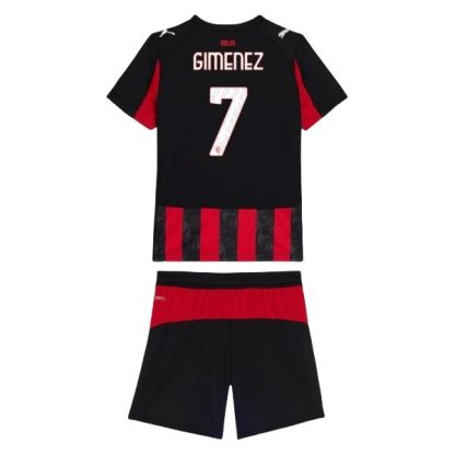 Poceni Otroški Nogometni dresi AC Milan Domači 2025/26 tisk Santiago Giménez 7