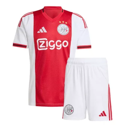 Poceni Otroški Nogometni dresi Ajax Domači 2025-26 Kratek Rokav + Kratke hlače
