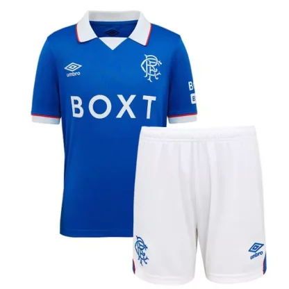 Poceni Otroški Nogometni dresi Rangers FC Domači 2025-26 Kratek Rokav (+ Kratke hlače)