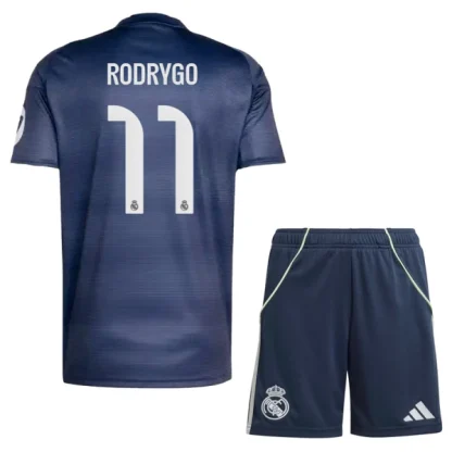 Nogometni dresi kompleti za otroke Real Madrid Gostujoči 2025-26 Rodrygo Goes 11