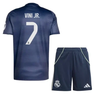 Otroški Nogometni dresi Real Madrid Gostujoči 2025-26 tisk Vinicius Junior 7