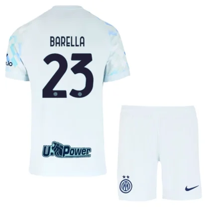 Nogometni dresi za otroke kompleti Juventus Gostujoči 2025-26 Nicolo Barella 23