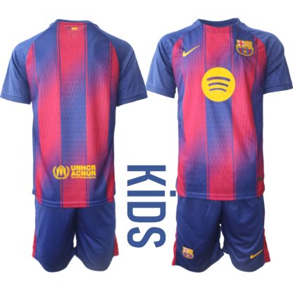 Otroški Nogometni dresi FC Barcelona Domači 2025-26 kompleti