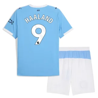 Nogometni dresi Kompleti za otroke Manchester City Domači 2025-26 Erling Haaland 9