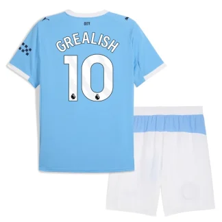 Otroški Nogometni dresi Kompleti Manchester City Domači 2025-26 Jack Grealish 10