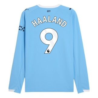 Nogometni dresi Manchester City Domači 2025-26 Dolgi Rokav tisk Erling Haaland 9