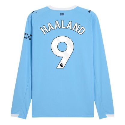 Nogometni dresi Manchester City Domači 2025-26 Dolgi Rokav tisk Erling Haaland 9