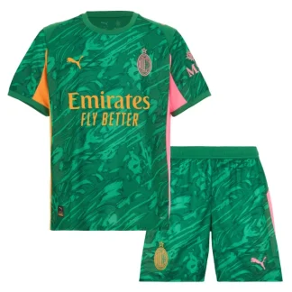 Poceni Otroški Nogometni Dresi za otroke AC Milan Vratar 2025-26 zelena