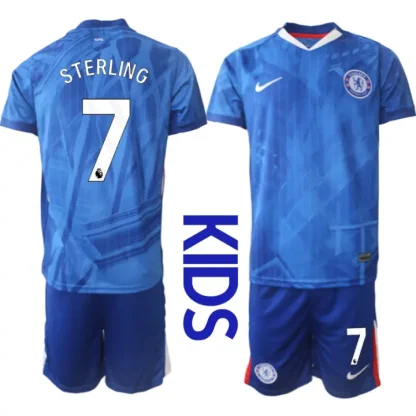 Nogometni dresi kompleti za otroke Chelsea Domači 2025-26 Raheem Sterling 7