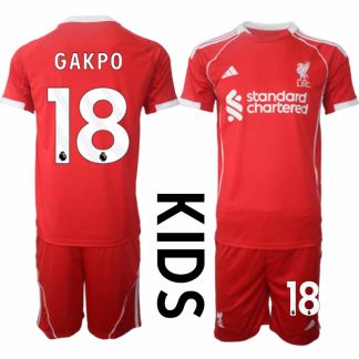 Najcenejši Otroški Nogometni dresi Liverpool Domači 2025-26 Cody Gakpo 18