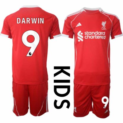 Najcenejši Otroški dresi Liverpool Domači 2025-26 Darwin Núñez 9