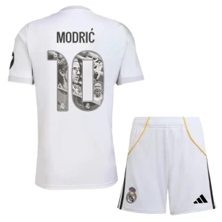 Otroški dresi kompleti za otroke Real Madrid Domači 2025-26 bela Luka Modric 10