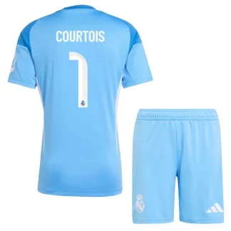 Otroški Nogometni dresi za otroke Real Madrid Vratar 2025-26 Thibaut Courtois 1