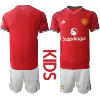 Otroški Nogometni dresi kompleti Manchester United Domači 2025-26 z lastnim tiskom