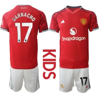 Otroški Nogometni dresi kompleti Manchester United Domači 2025-26 Alejandro Garnacho 17