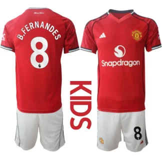 Otroški Nogometni dresi kompleti Manchester United Domači 2025-26 Bruno Fernandes 8